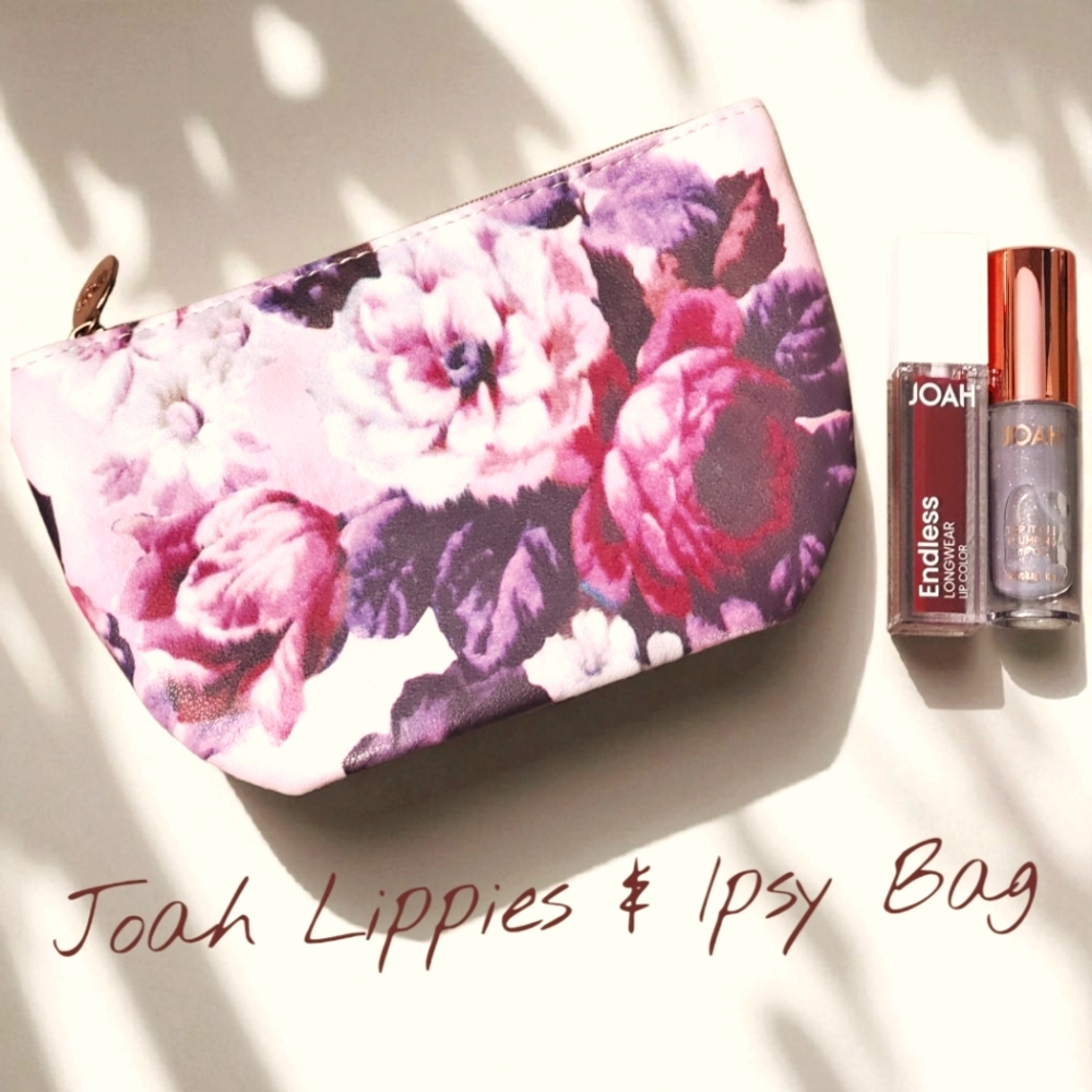 Joah Lip & Bag Bundle! IPSY Floral Pink Cosmetic Bag & TWO Joah Lippies!!